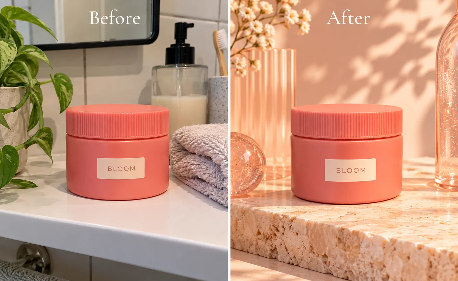 Before and after: Everyday product photo → Store-ready visual